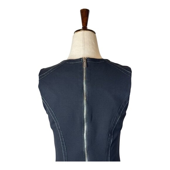 Of Mercer Dress Women 6 Black White Stitching Sleeveless Back Zip Sheath Mini - Picture 5 of 10